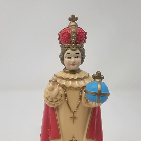 Vintage Infant Prague Child Jesus Miniature Plastic Statue Religious Figure - Picture 5 of 9